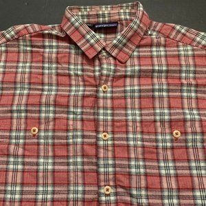 Patagonia Plaid Flannel Shirt Red White Large